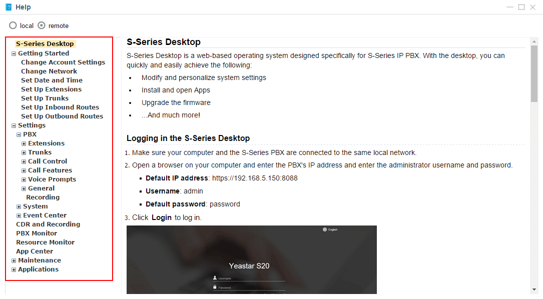 Web-Based And Highly-Efficient Online Help For S-Series Voip Pbx