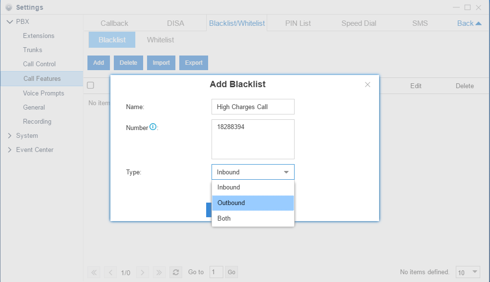 Add Blocklist On Yeastar Pbx