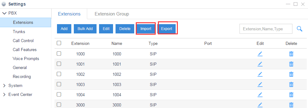 Import And Export Extension On Yeastar S-Series Voip Pbx