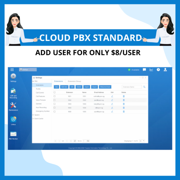 Cloud Pbx Singapore - Standard Add User